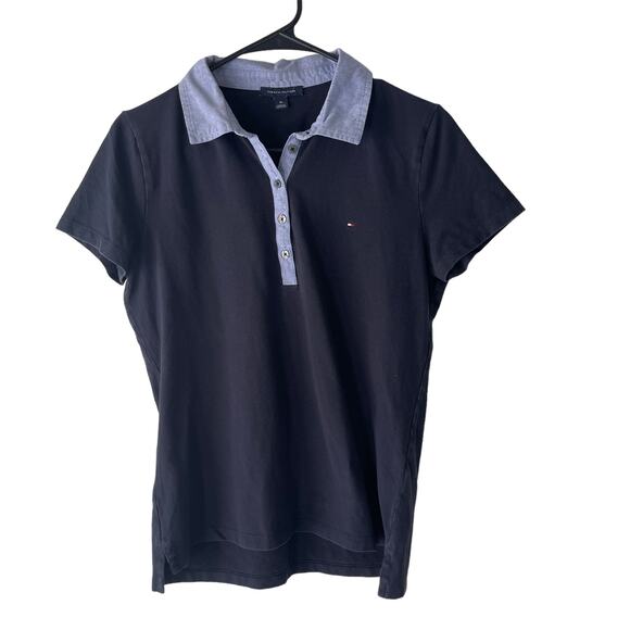 Tommy Hilfiger Size Medium Prep Collared Blue Short‎ Sleeve Polo Shirt - Picture 1 of 8